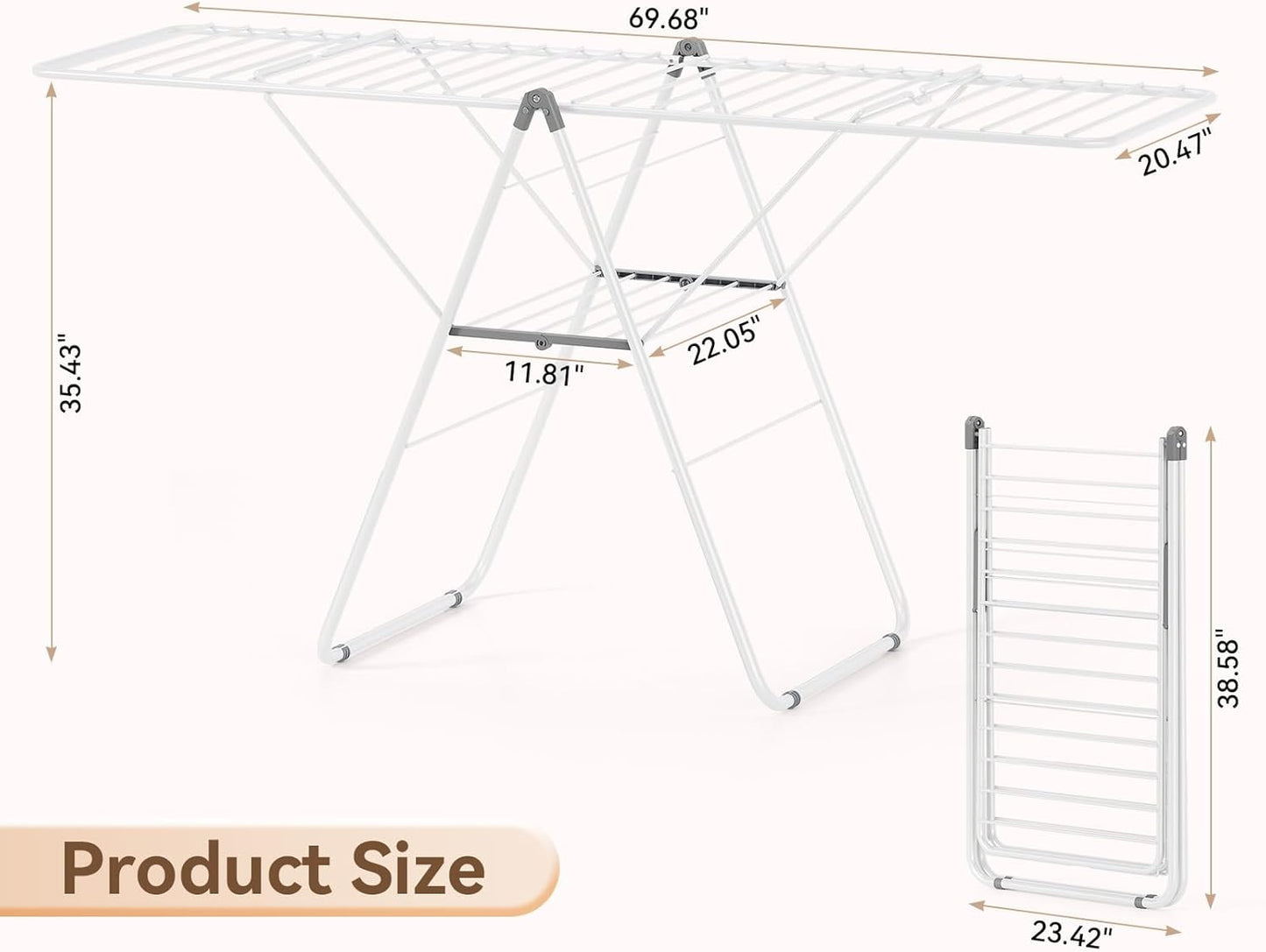 APEXCHASER Clothes Drying Rack, Foldable Drying Rack Clothing, Sturdy Metal Laundry Drying Rack