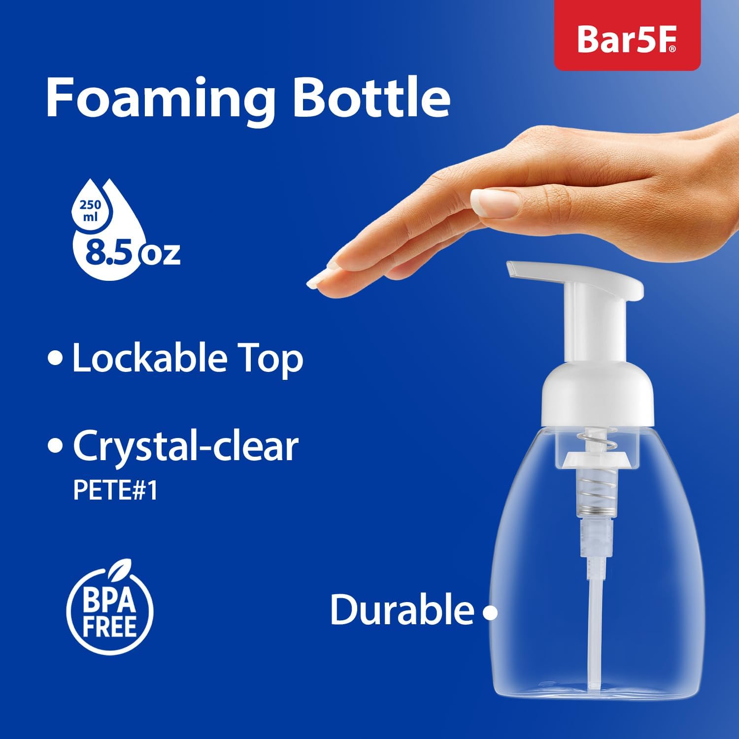 Bar5F Foaming Pump Bottle for Dr. Bronner's Castile Soap and All Generic Concentrated or Regular