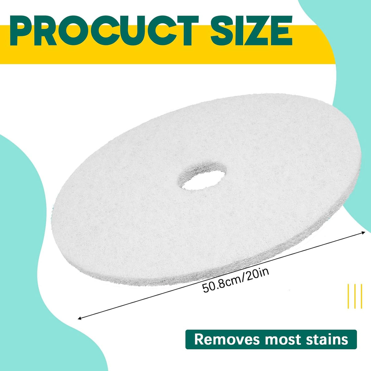20" White Scrubbing Pads Commercial Cleaning Orbiter Pads-Maintenance Non Woven for Floor Buffer
