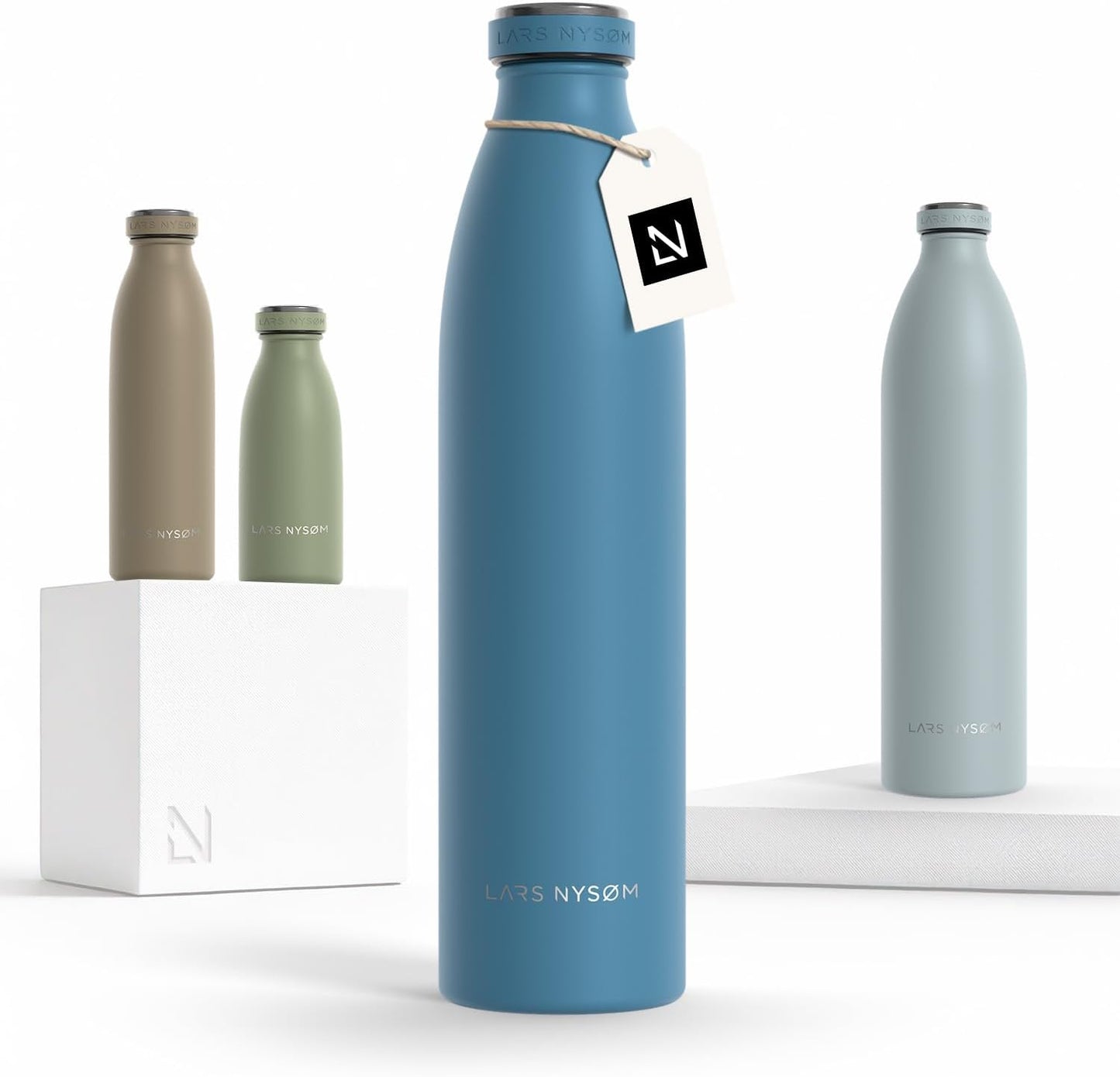 LARS NYSØM Stainless Steel Insulated Water Bottle 12oz 17oz 25oz 34oz 51oz | Insulated Thermo Flask