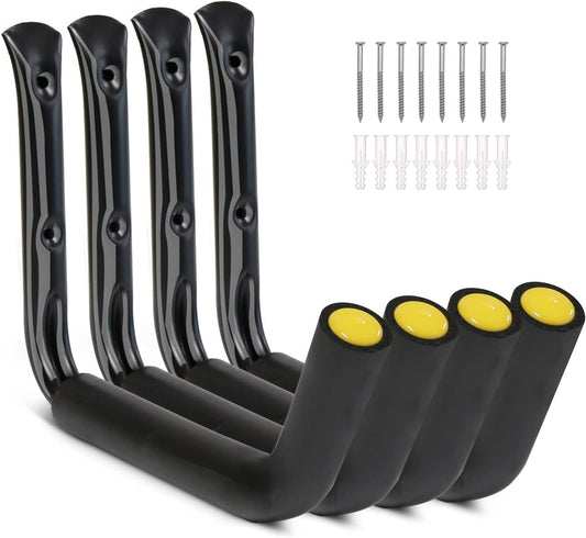 100 LB Capacity (15") Heavy Duty Garage Storage Hooks (4packs) Kayak Storage Hanger Wall Mounted