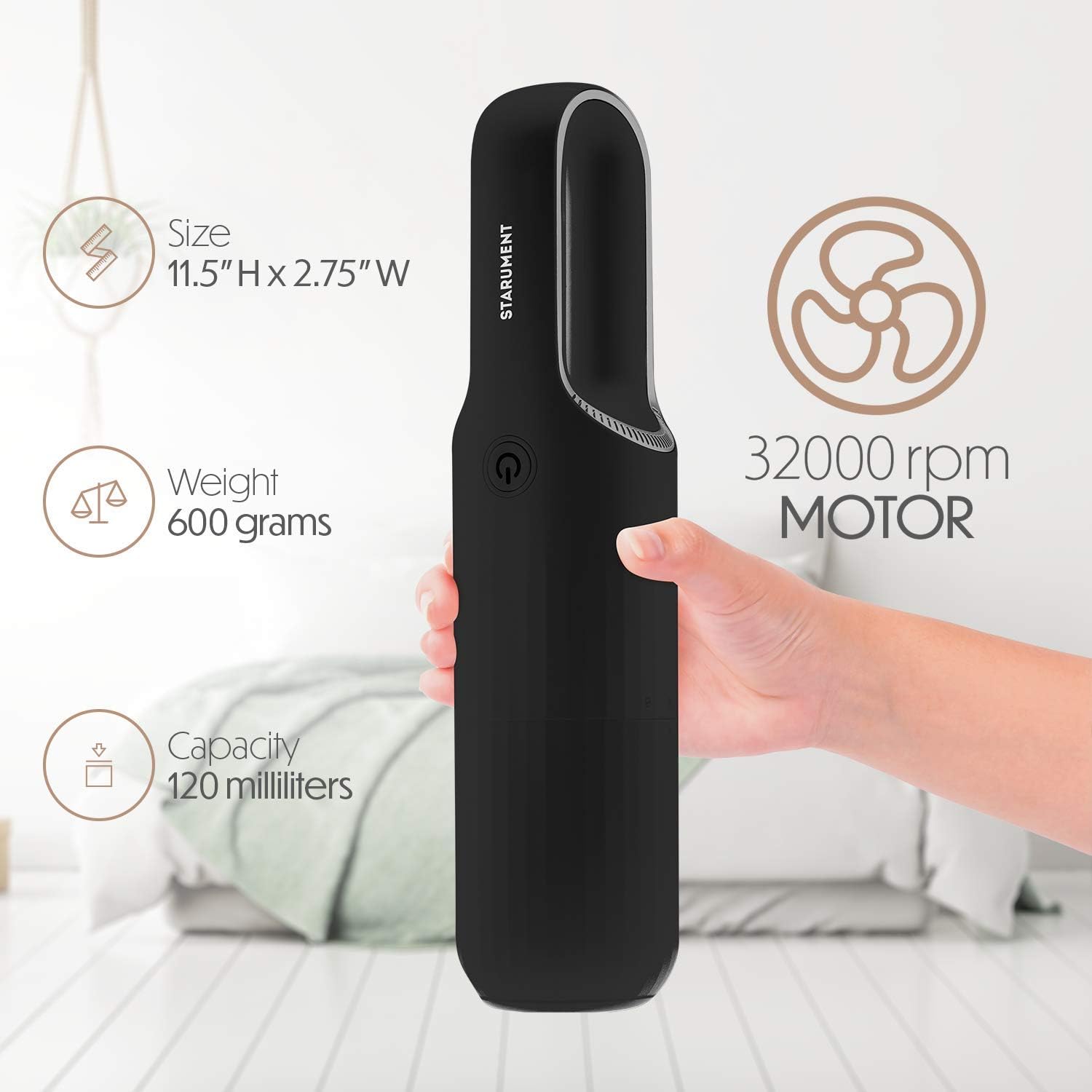 STARUMENT Portable Hand Vacuum Cleaner Handheld Cordless Cleaner for Dust Pet Hair Dirt Home Car