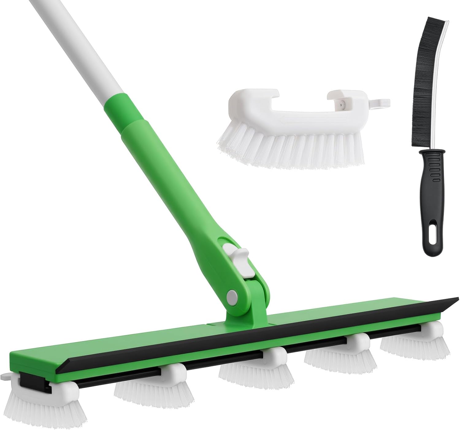 Grout Cleaner Brush with 66'' Long Handle Stiff Bristle Multi-Line Cleaner Adjustable Heads Grout