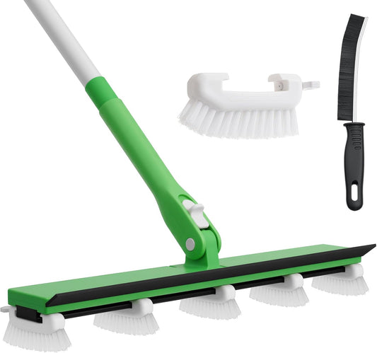 Grout Cleaner Brush with 66'' Long Handle Stiff Bristle Multi-Line Cleaner Adjustable Heads Grout