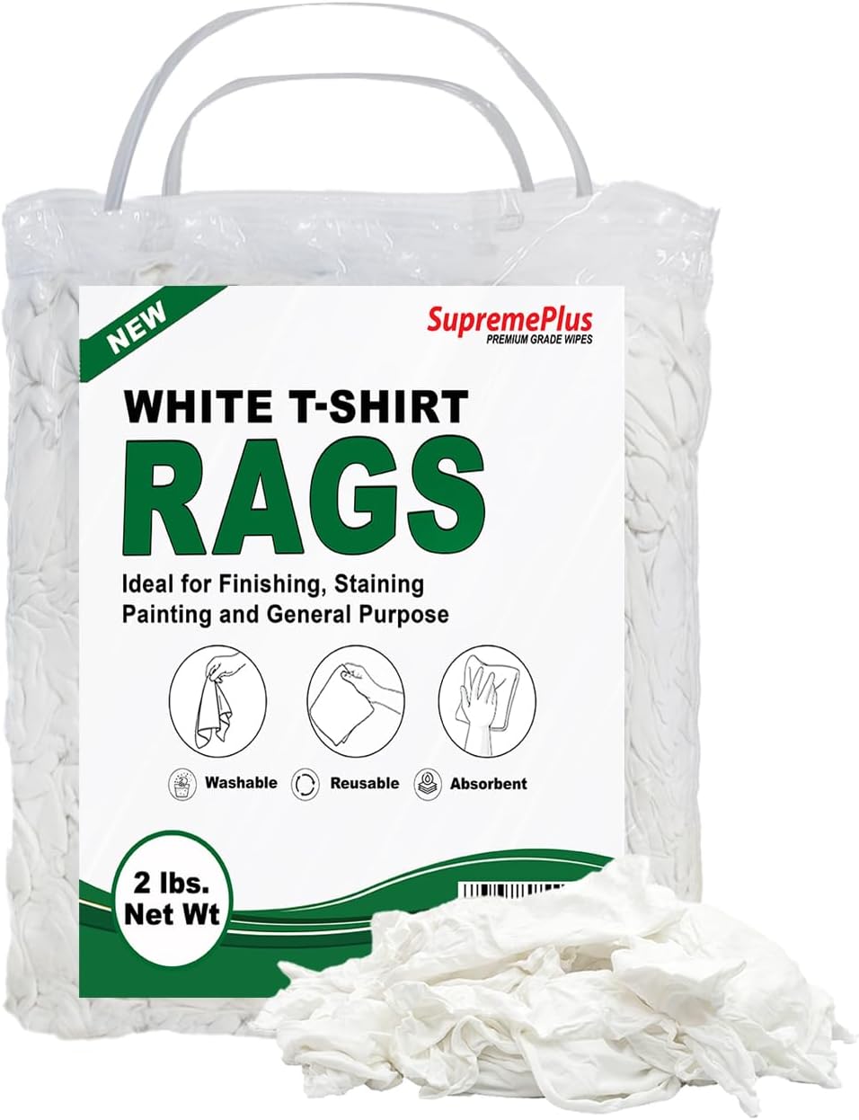 Premium White T-Shirt Cleaning Rags (2 lbs. Bag) – White Cotton Rags for Cleaning, Staining