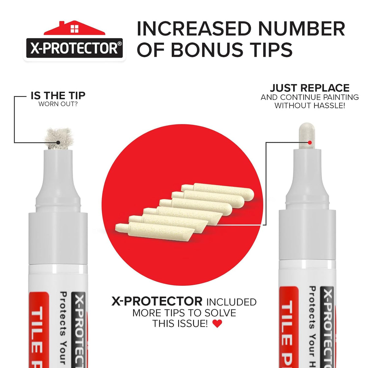 X-Protector Water Based Grout Marker - 2 PCS with 8 Tips, Dark Gray