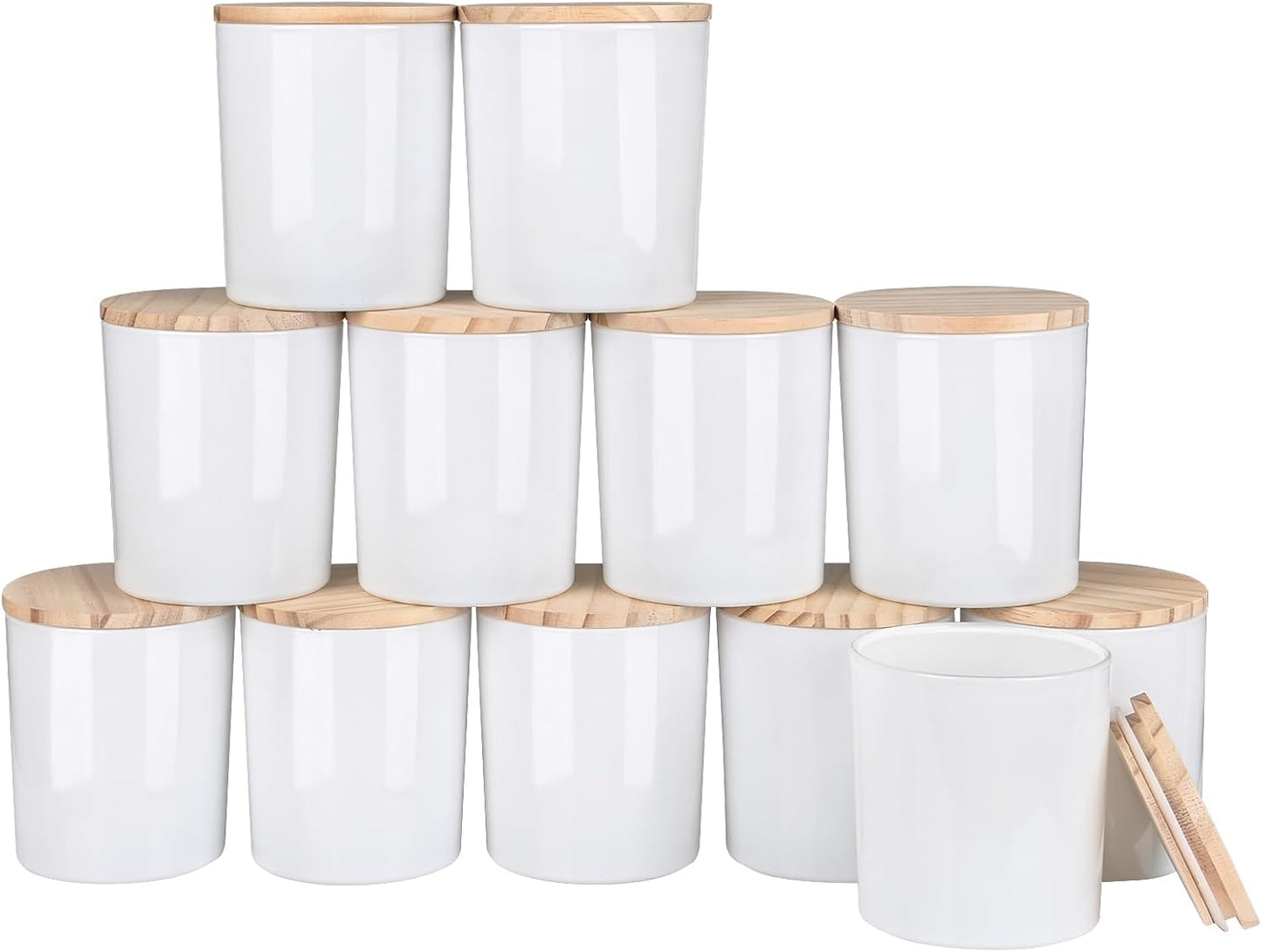 Thick Candle Jars for Making Candles 12 Pcs, 14 OZ Empty Jars with Wood Lids for Candle Making