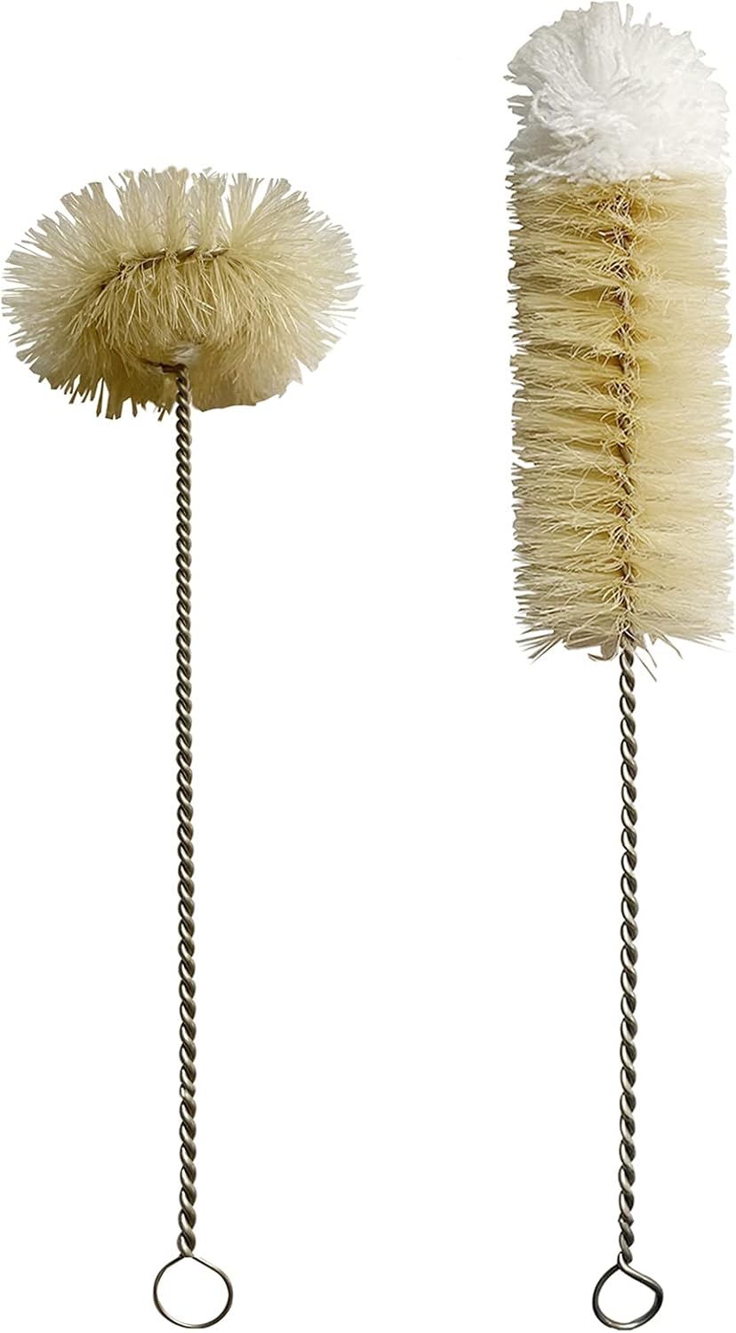 Coralpearl Bottle Brushes Thin Long Handle X 2, Skinny Wire Cleaner Set in Stainless Steel with