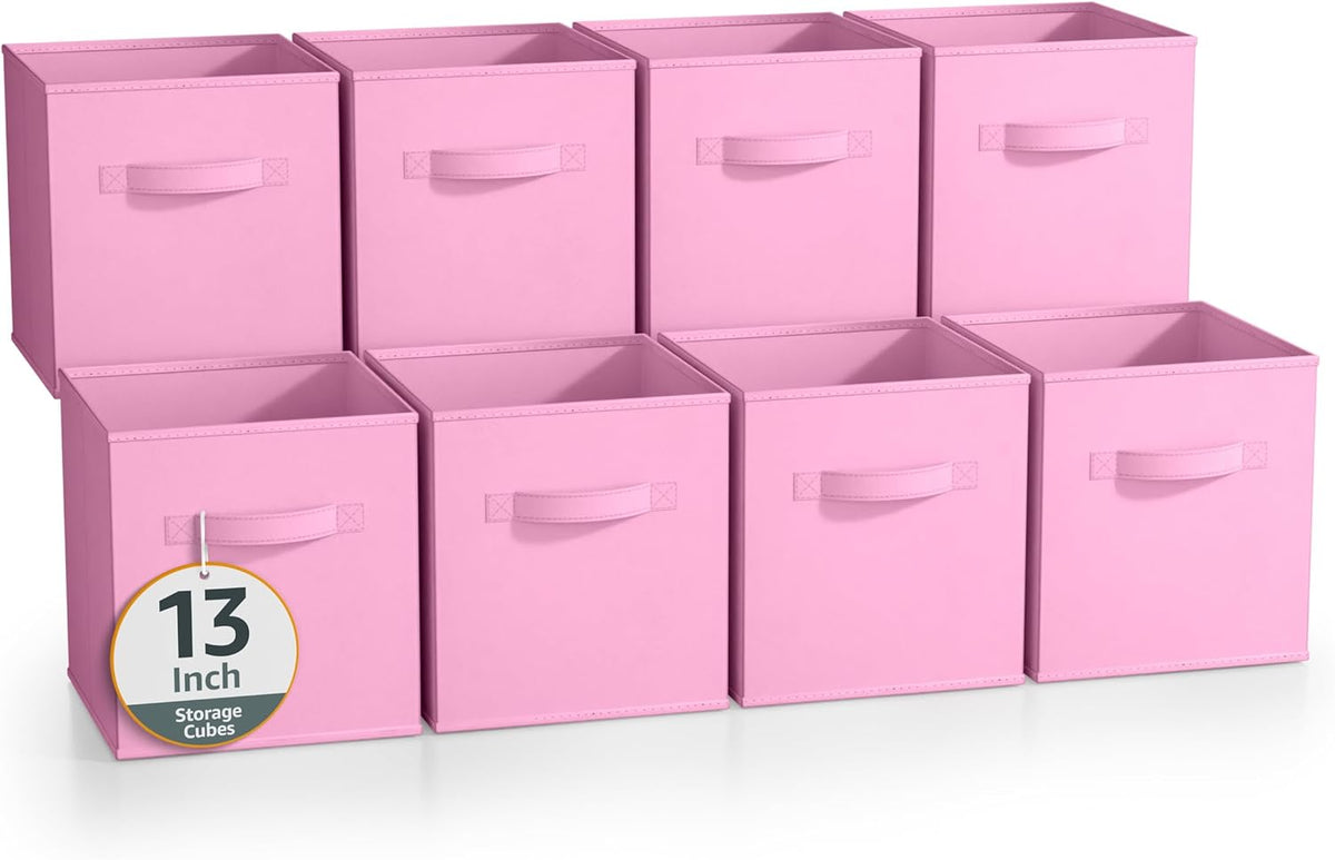 Sorbus 13 Inch Storage Bins - Sturdy Collapsible Fabric Storage Cubes with Handle - 8 Foldable