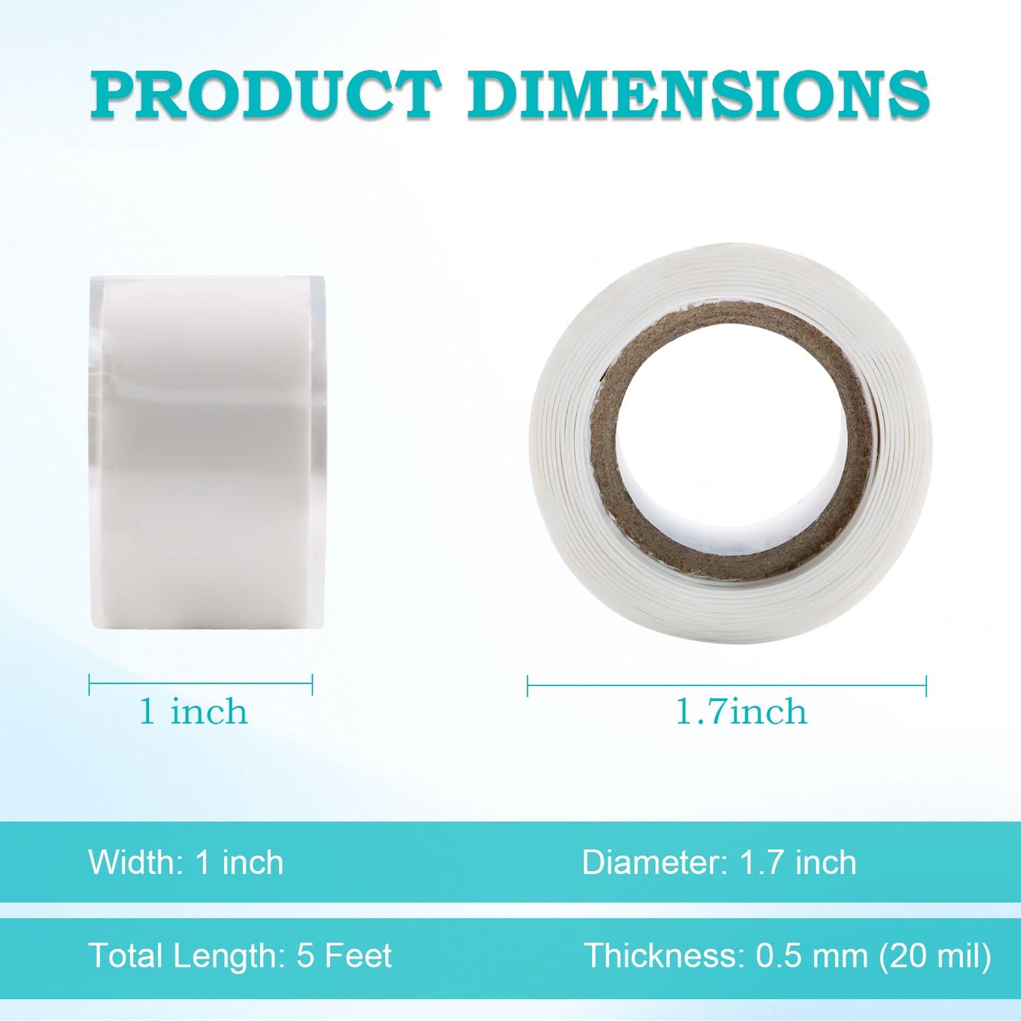 Self Fusing Silicone Tape 2 Rolls 1 in x 5' White Waterproof Rubber Leak Proof Sealing Rubber