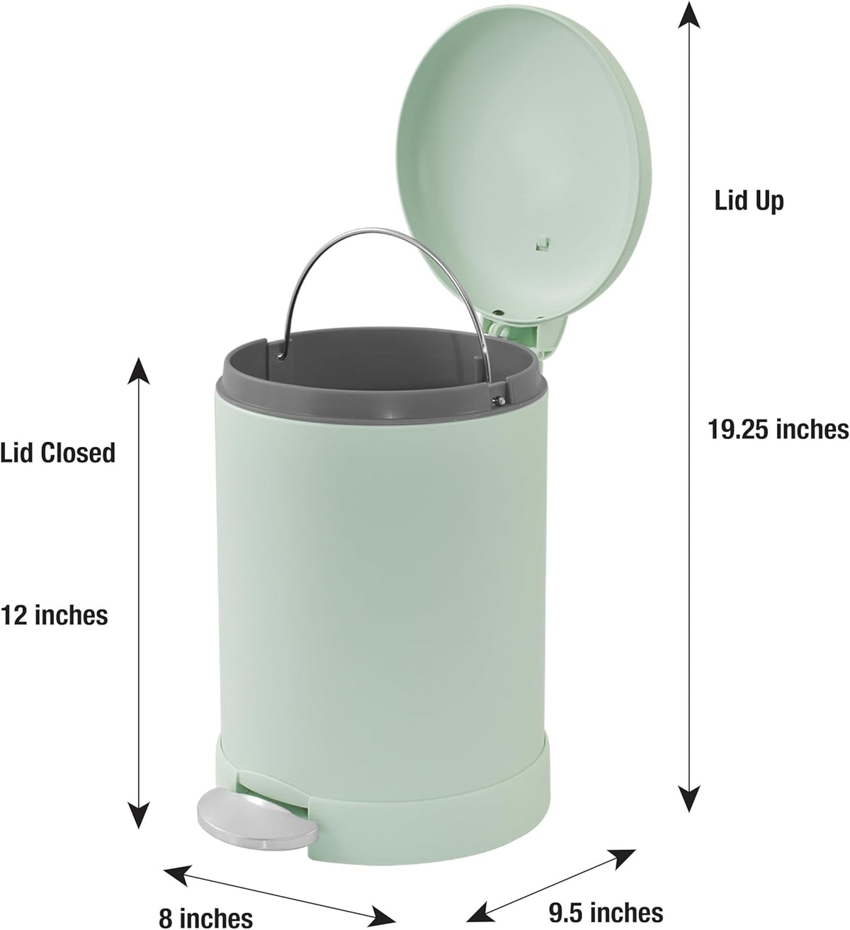 Glad Small Trash Can, 1.2 Gallon | Round Stainless Steel Garbage Bin with Soft Close Lid & Step