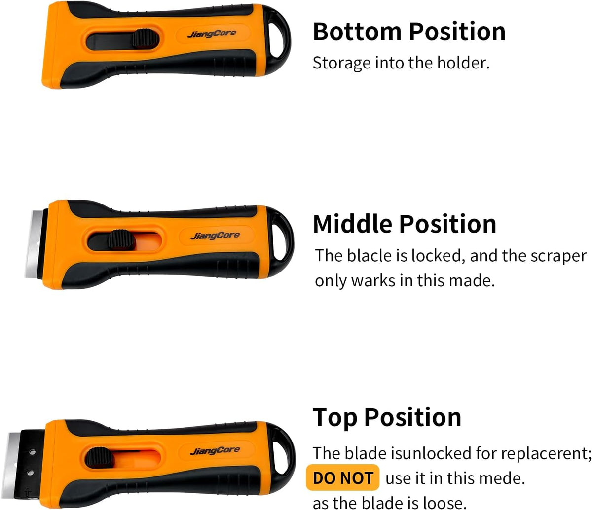 Razor Blade Scraper Tool with 15 Extra SK5 Blades - Multi-Surface for Glass Tile Window Car