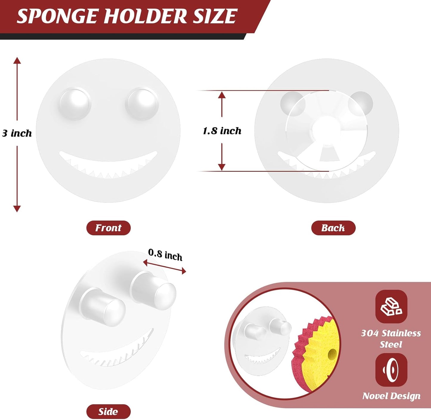 Sponge Holder for Kitchen Sink,Sink Caddy Organizer with Suction Cup Installation for
