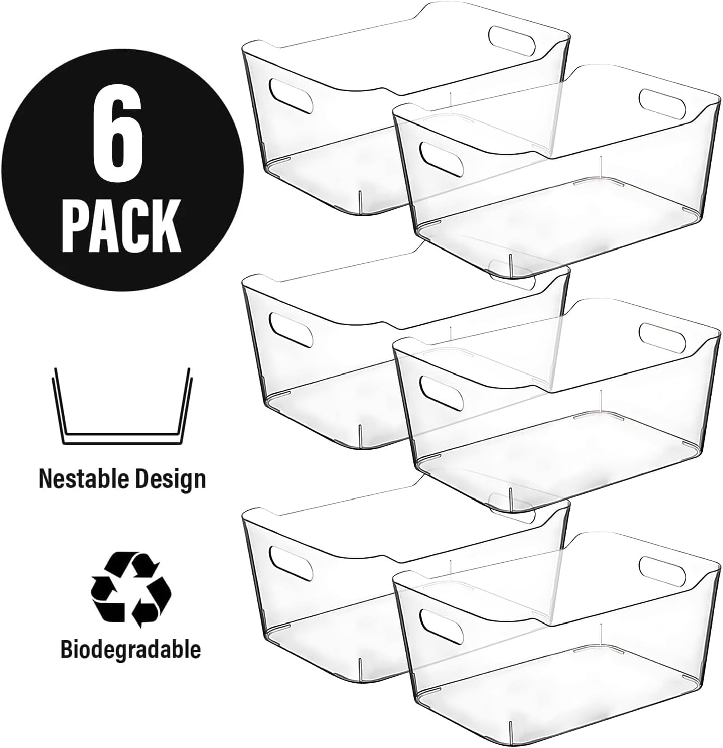 Clear Extra Large Plastic Storage Bins, Pantry Organizers and Storage Containers Fridge Organizer