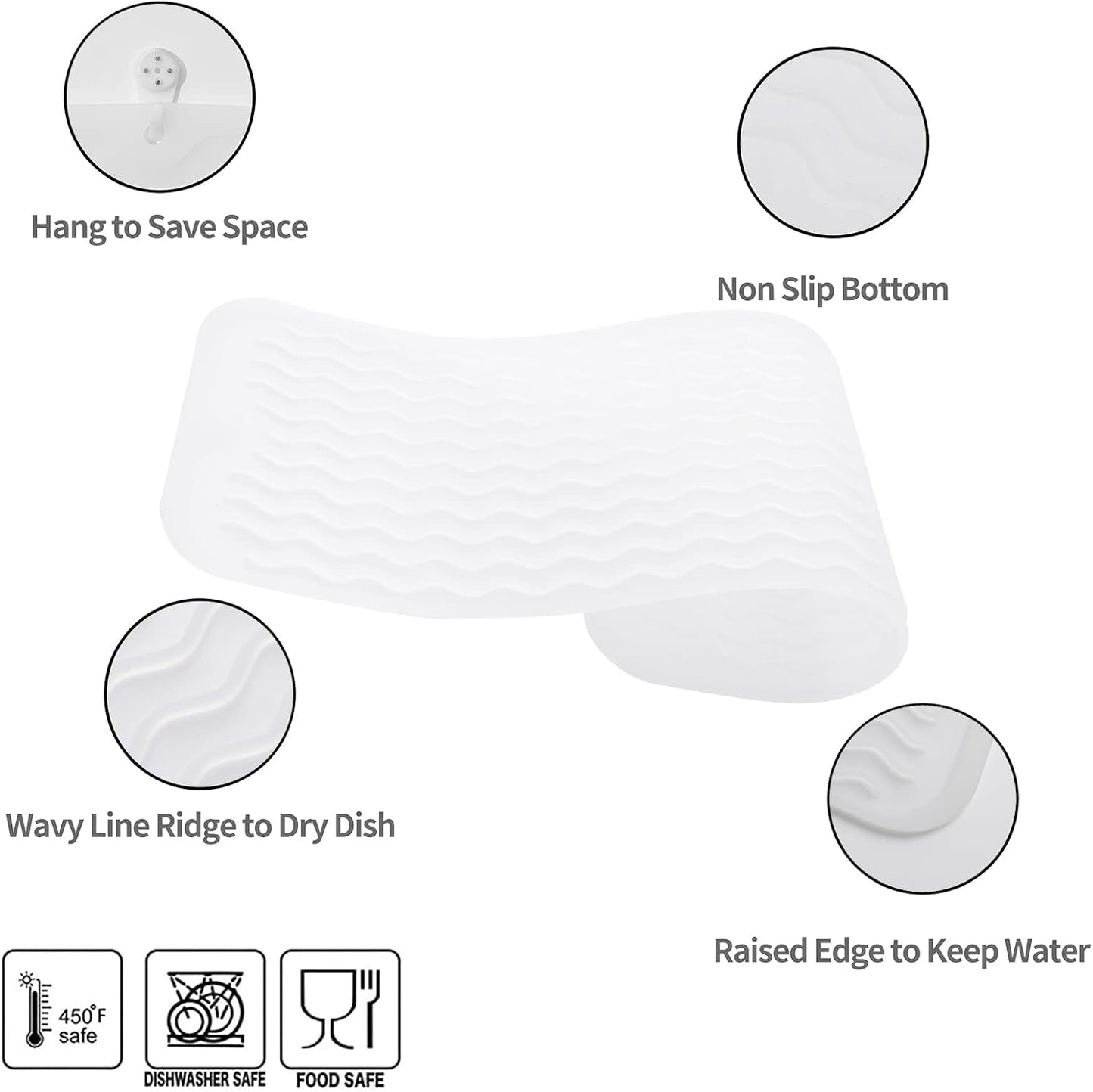 Silicone Dish Drying Mat for Multiple Usage,Easy clean,Eco-friendly,Heat-resistant Silicone Mat for
