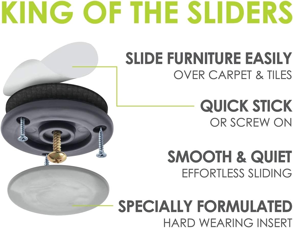 GorillaGlides CB503 2 Inch Furniture Sliders/Screw On Glide Floor Protectors (Set of 4 Glides)