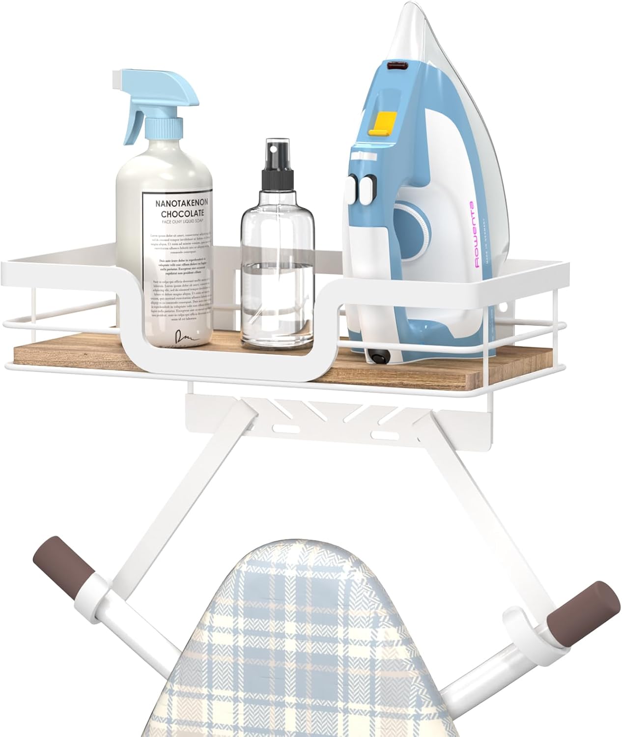 Ironing Board Holder Wall Mount, Laundry Room Organization Storage, White, T&V Shaped Space Saving