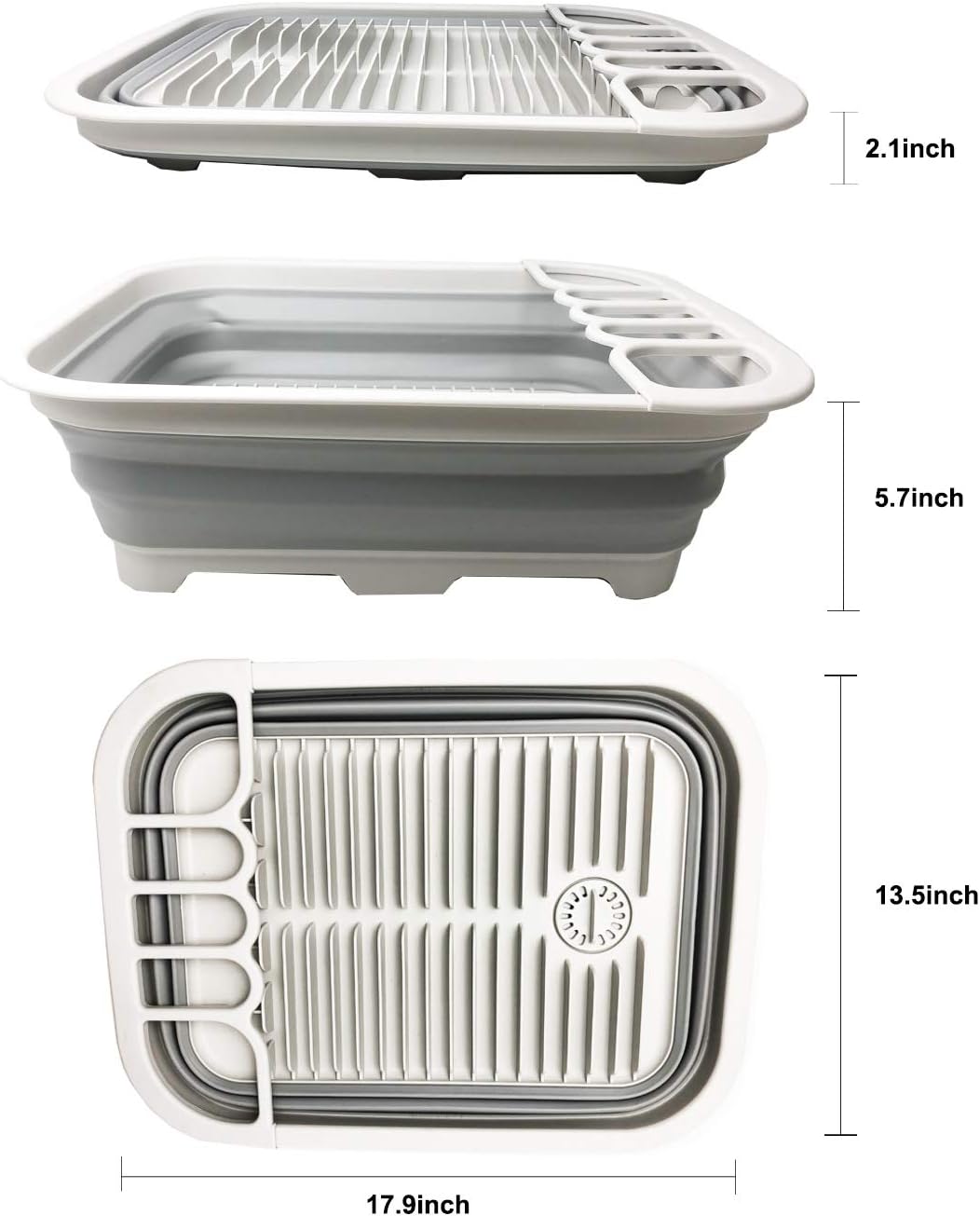SAMMART 12L (3.17 Gallon) Collapsible Dish Drainer with Swivel spout - Foldable Drying Rack Set