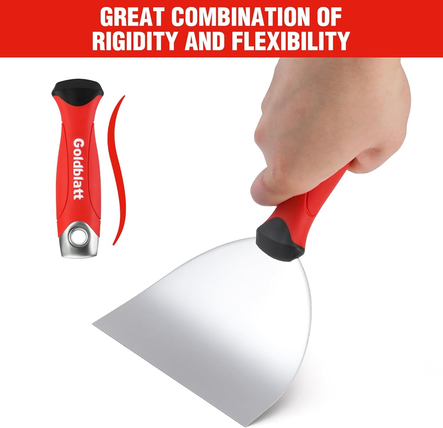 Goldblatt 6" Putty Knife, Stainless Steel Scraping Paint, Putty Knife Scraper with Hammer End, Soft