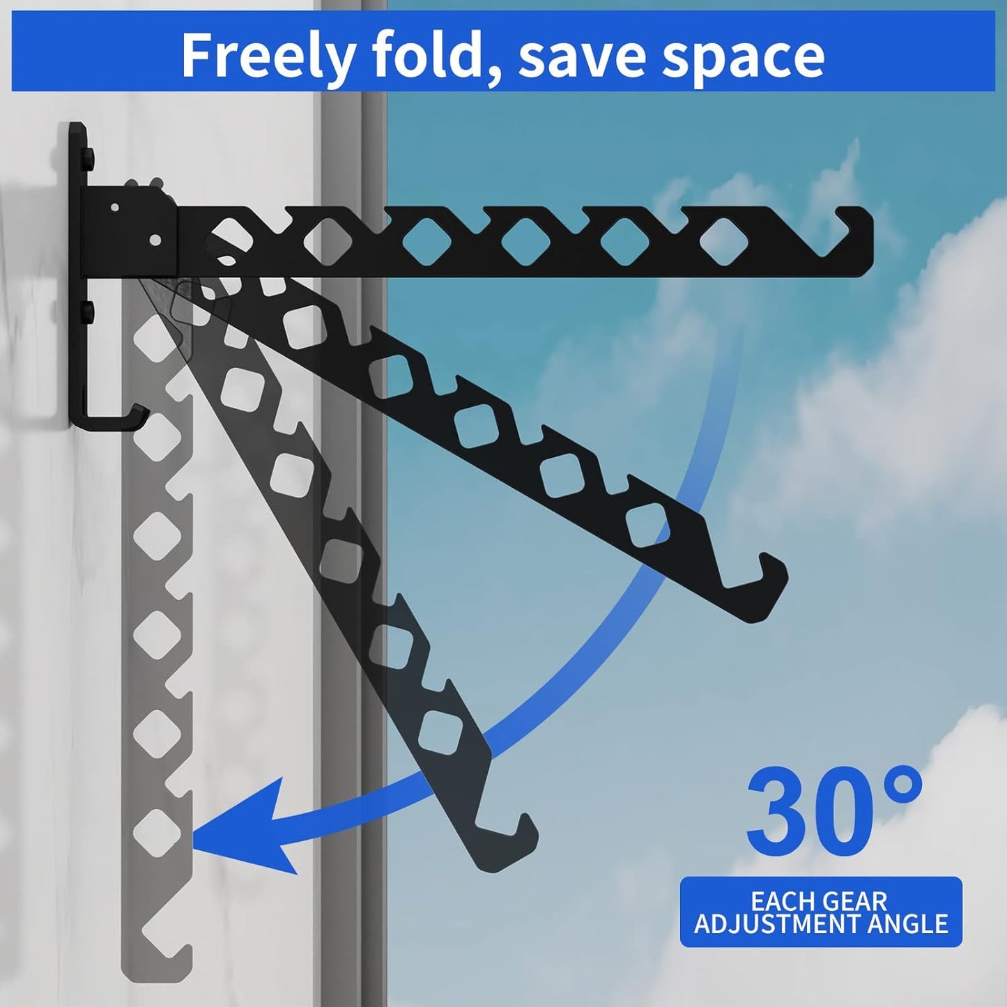 Wall Mounted Clothes Drying Rack, Wall Clothes Hanger Foldable, Laundry Hanger Hook for Bathroom