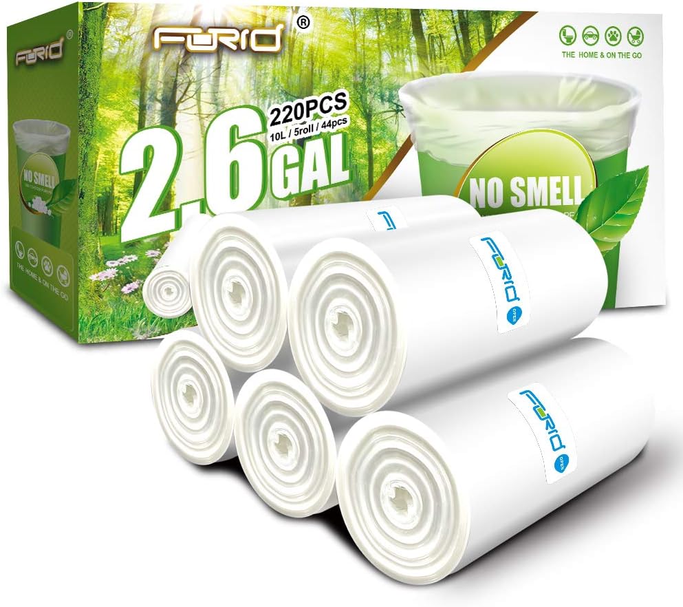 Small Clear Trash Bags – FORID 2.6 Gallon Garbage Bags Wastebasket Bin Liners 220 Count Plastic