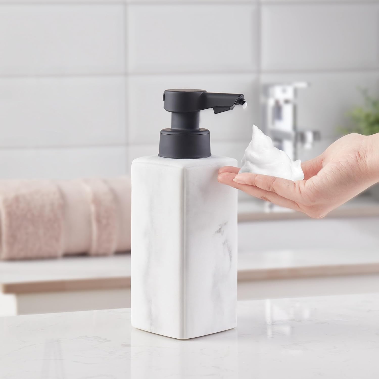 DKNY Hands Free Automatic Liquid Soap Dispenser, Refillable, Rechargeable Touchless Sensor Pump