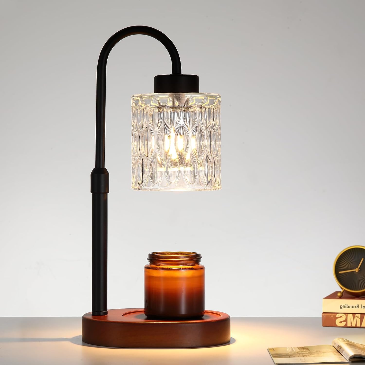 Black Candle Warmer Lamp with Dimmer and Timer,Home Decor Lamp for Scented Jar,Electric Wax Melt