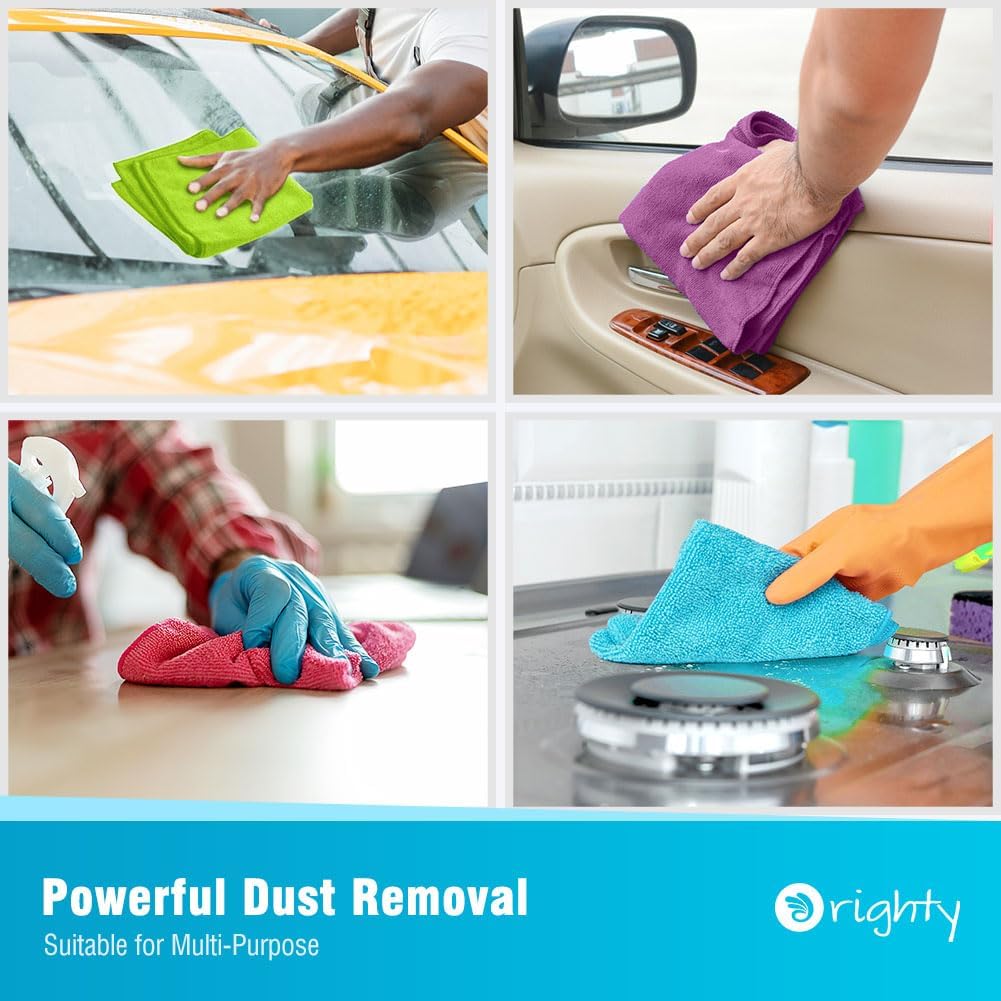 Orighty Microfiber Cleaning Cloth Pack of 12, Microfiber Towels for Cars, Highly Absorbent Car
