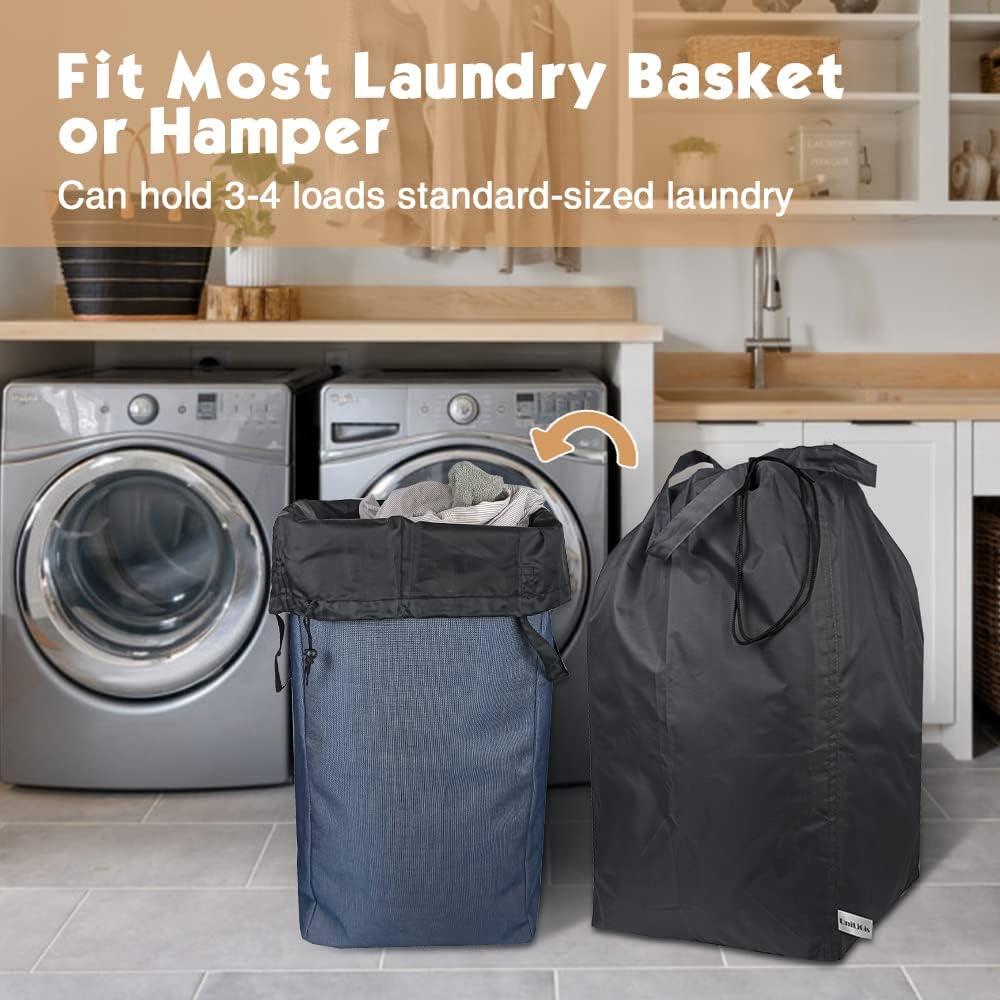 Washable Travel Laundry Bag with Handles and Drawstring (2 Pack), Heavy Duty Large Enough to Hold 3