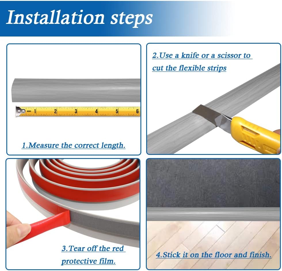 Floor Transition Strip Self Adhesive Carpet & Flooring Transitions Edging Trim Strip PVC Threshold