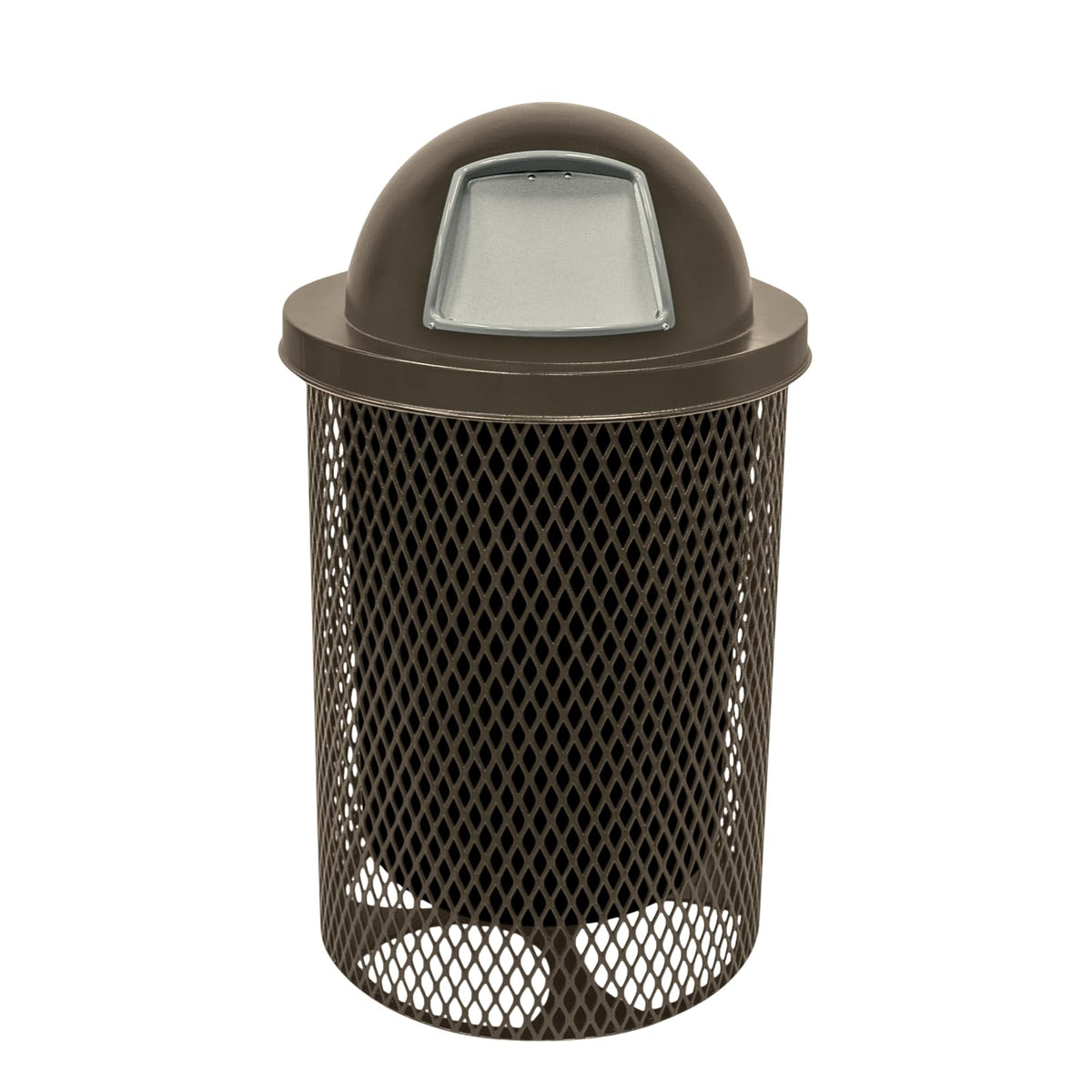 COATEDOUTDOORFURNITURE RDT-TXTBRW Heavy Duty 32 Gallon Round Trash Receptacle, Liner Included