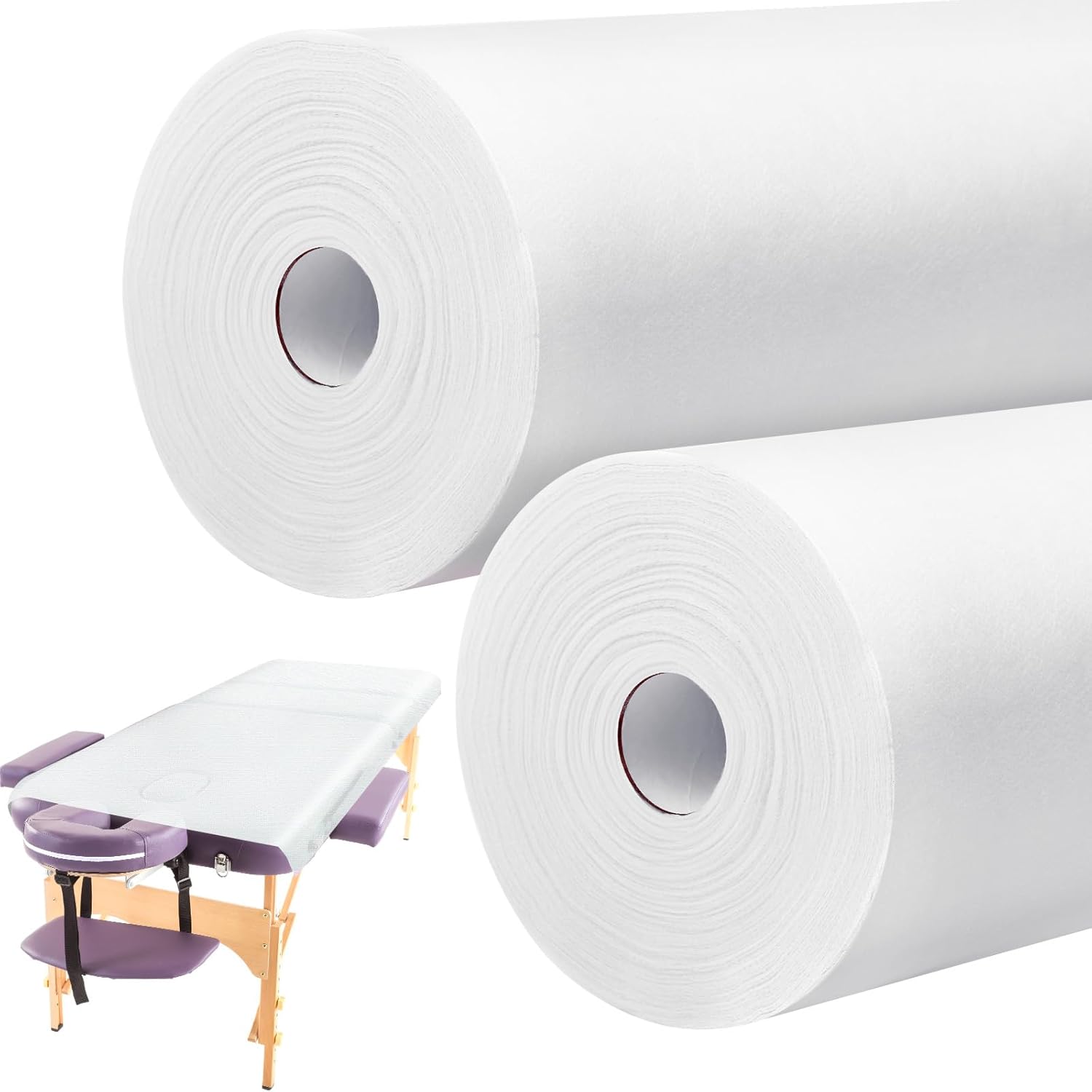 Tudomro 2 Roll Disposable Non Woven Bed Sheets 24 x 71 Inch Massage Table Paper Covers Non Woven