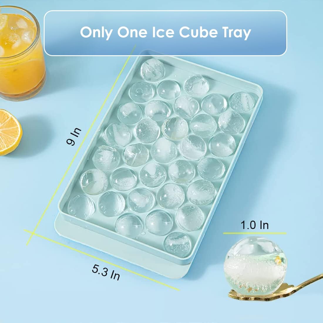 WIBIMEN Ice Cube Tray with Lid - Round Ice Tray for Freezer with Lid - Ice Cube Trays for Freezer