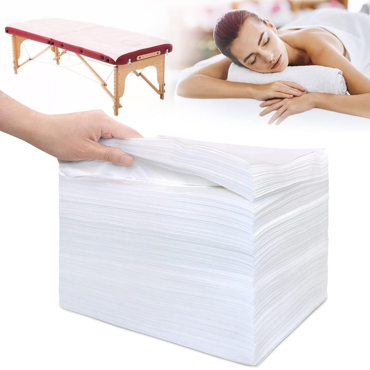 100Pcs Disposable Massage Table Sheets 31.5" x 71" Non-Woven Fabric Bed Covers for Ultimate Hygiene