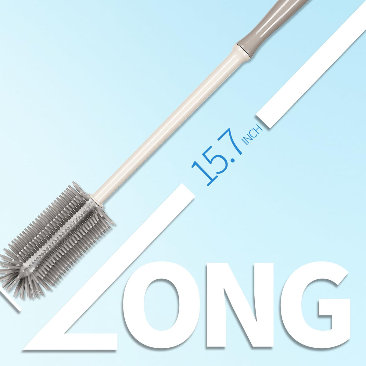 15.7" Silicone Bottle Brush Set - 6 Pack Water Bottle and Straw Cleaner Brush Long Handle for Hydro