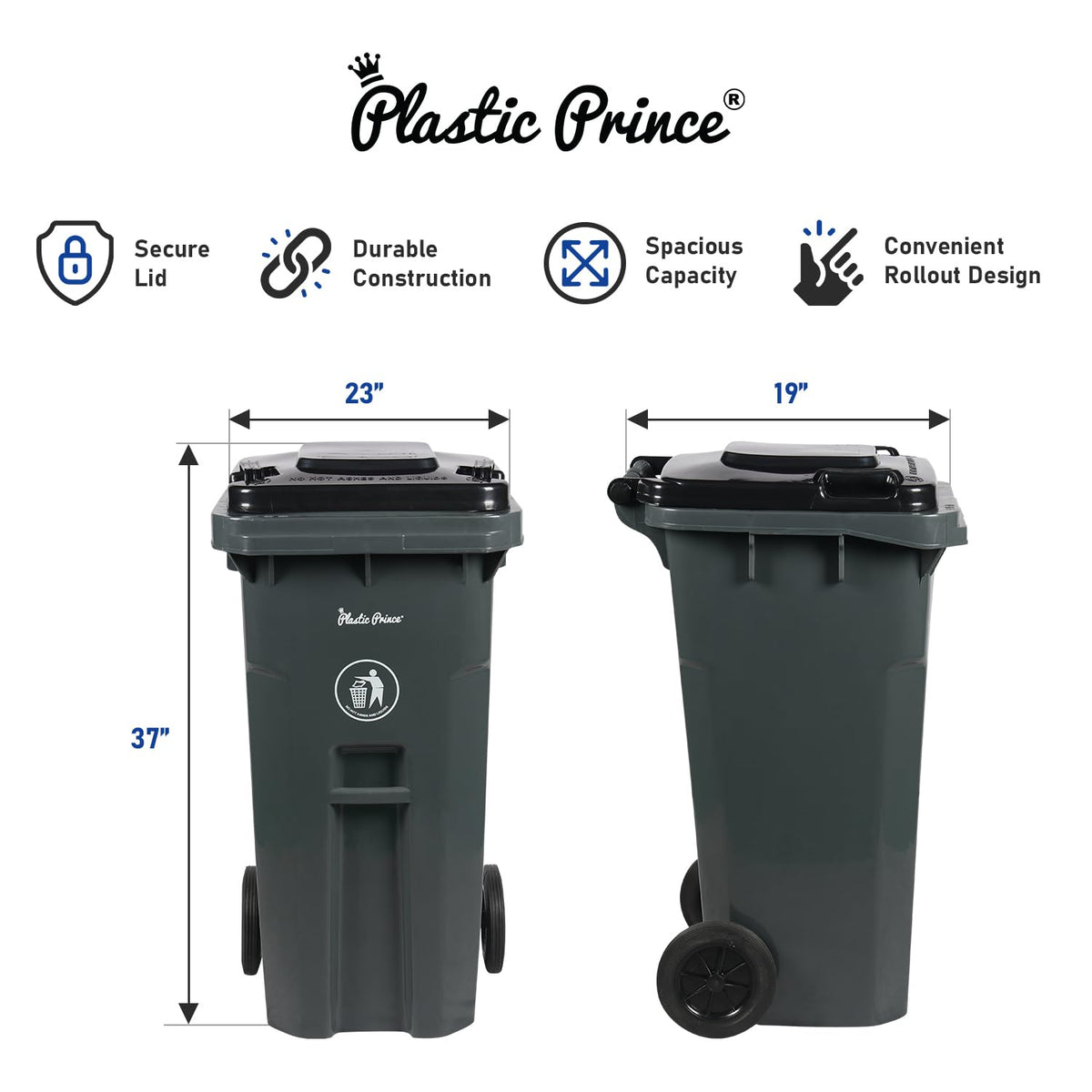32 Gallon Trash Can with Wheels Outdoor Trash Can with Lid and Wheels Heavy-Duty Trash Bin for