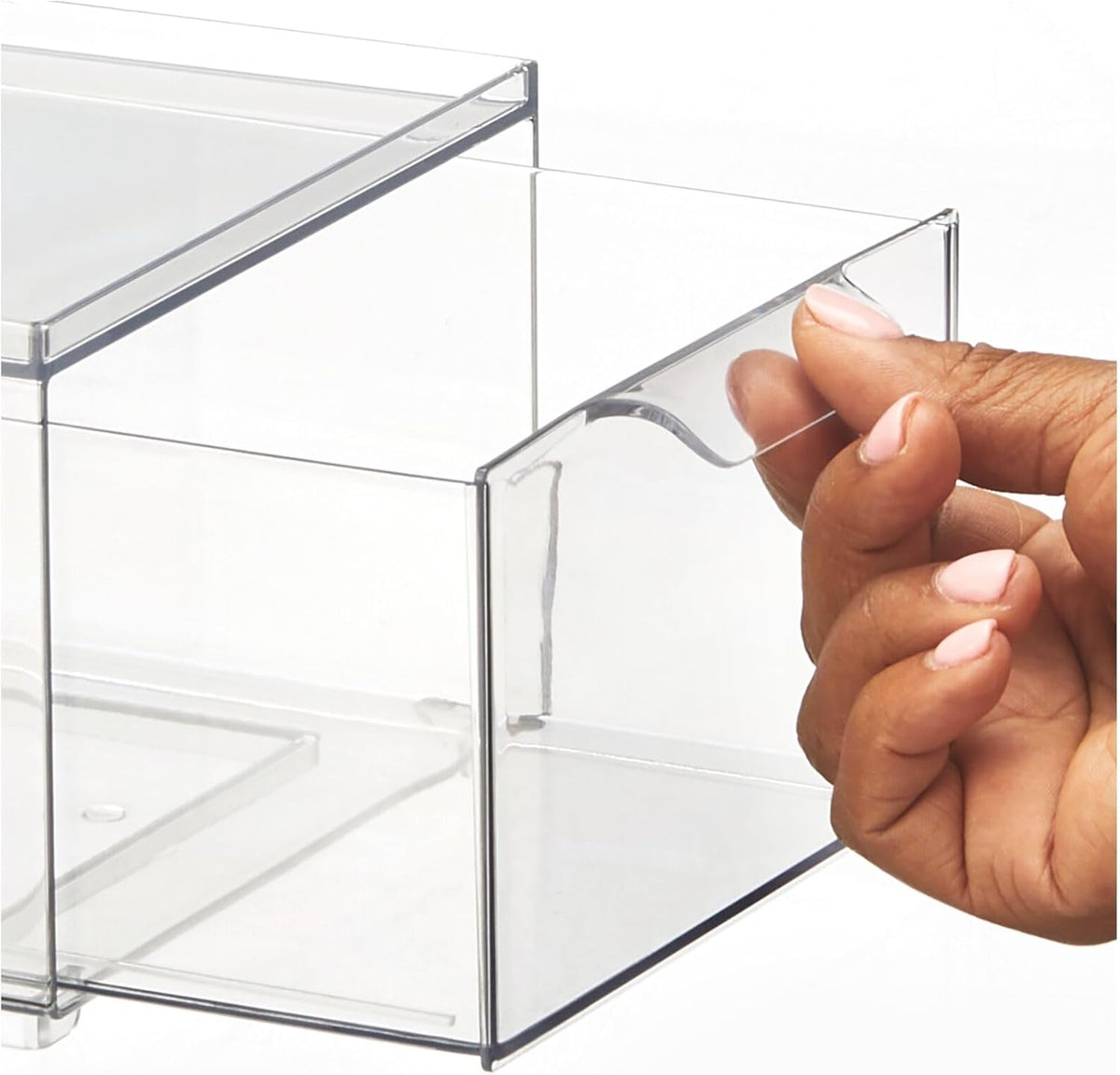mDesign Stackable Storage Containers Box with Pull-Out Drawer - Stacking Plastic Drawers Bins for