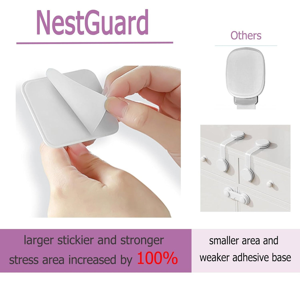Upgraded No Drill Adhesive Furniture Anchor, Adjustable Anti Tip Furniture Wall Straps for Baby