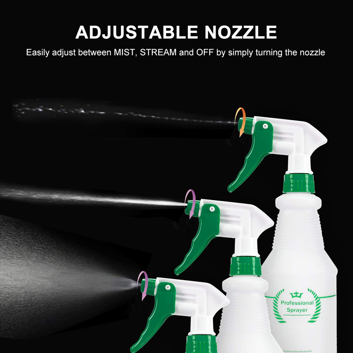 Plastic Spray Bottle 2 Pack, 32 Oz, All-Purpose Heavy Duty Spraying Bottles Leak Proof Mist Empty