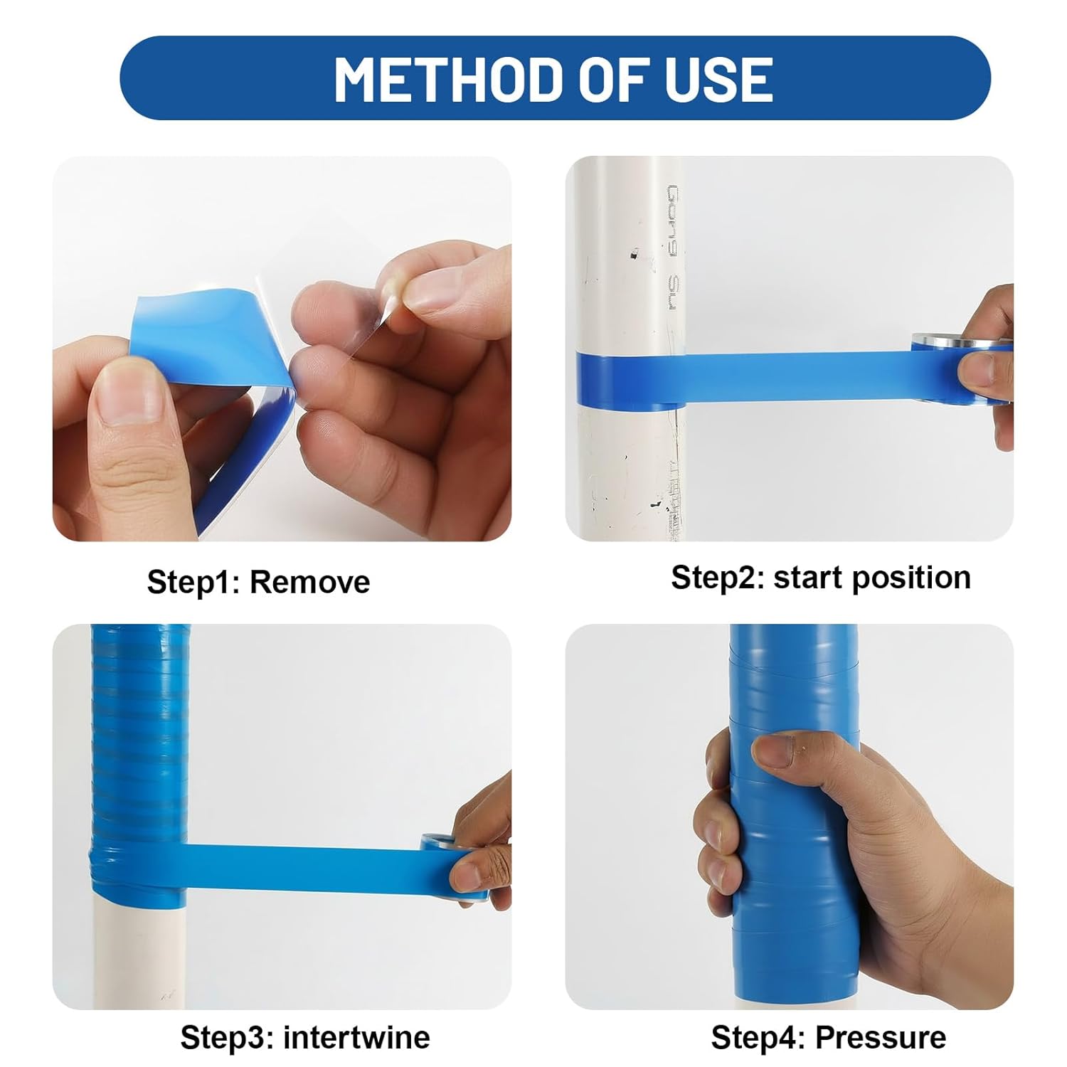 Self Fusing Silicone Tape 4 Rolls 1 in x 10' Blue Waterproof Rescue Tape Rubber Leak Silicone