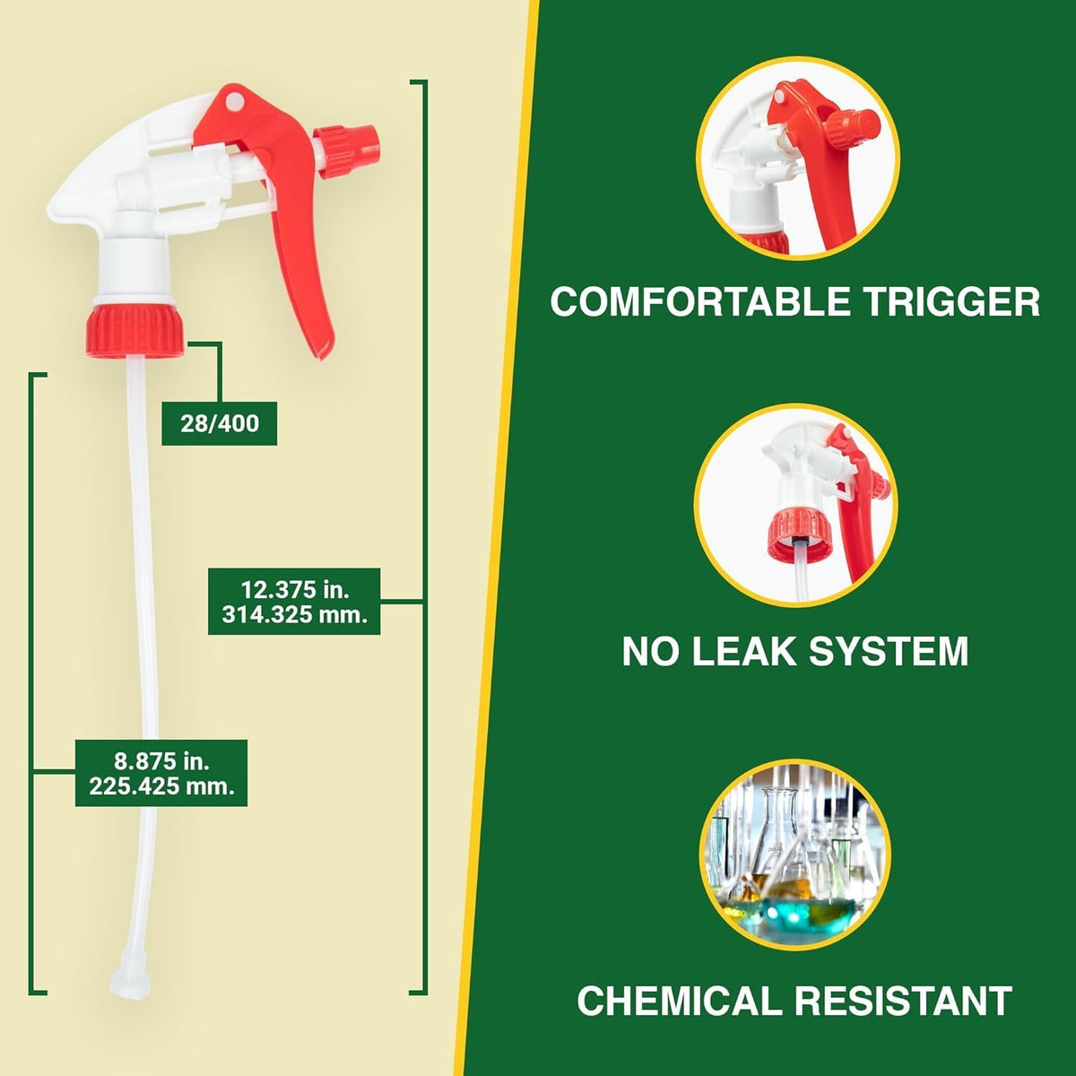 Heavy Duty 32oz Plastic Spray Bottles for Cleaning - Large Empty Industrial Bottles for Gardening