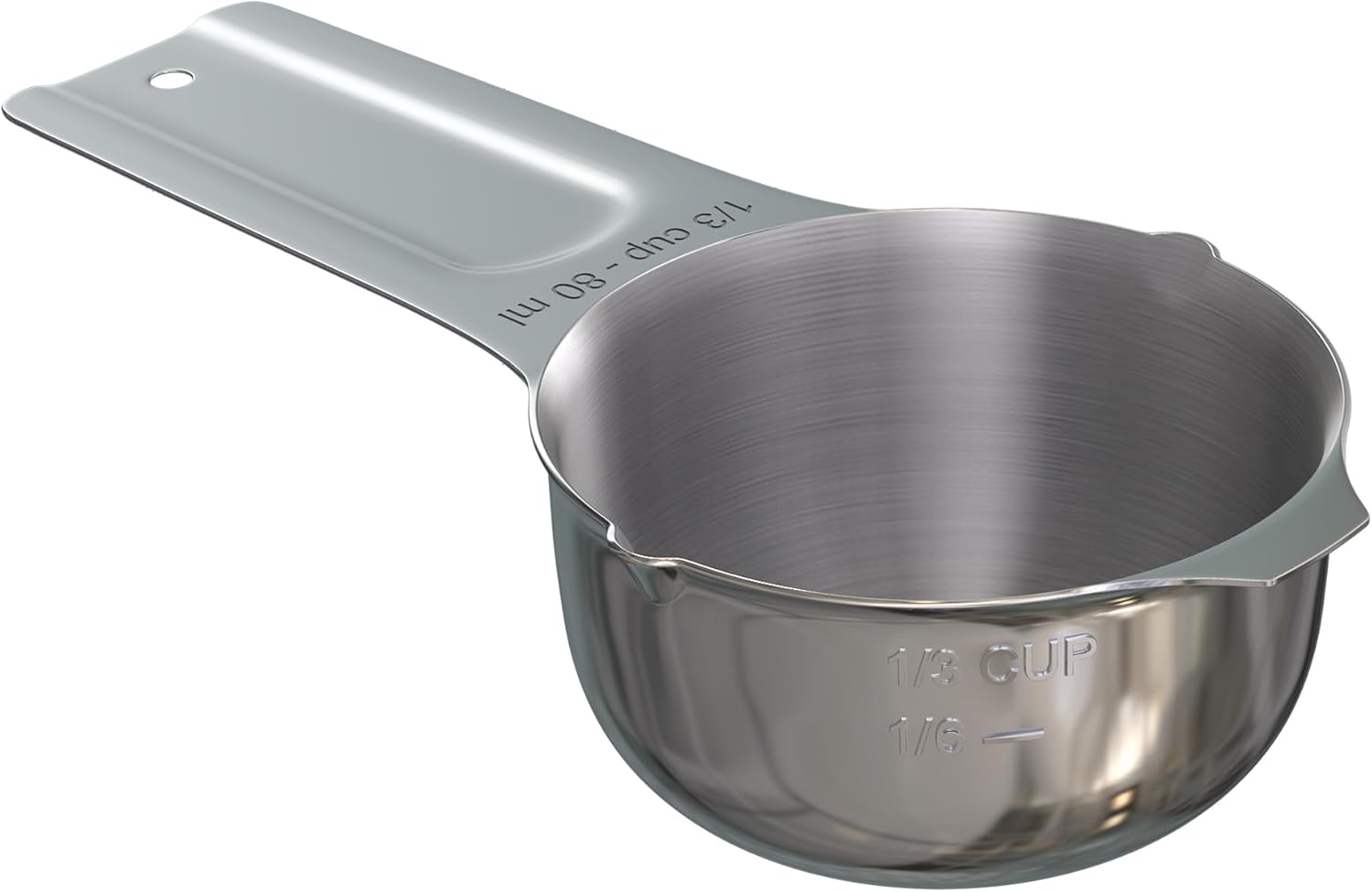 Color Up ⅓ Cup Measuring Cup (80 ml) – Premium Chrome Stainless Steel, Accurate for Wet & Dry