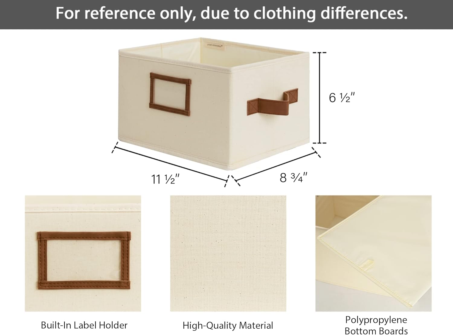 StorageWorks Storage Baskets for Shelves, Foldable Fabric Closet Storage Bins with PU Handles