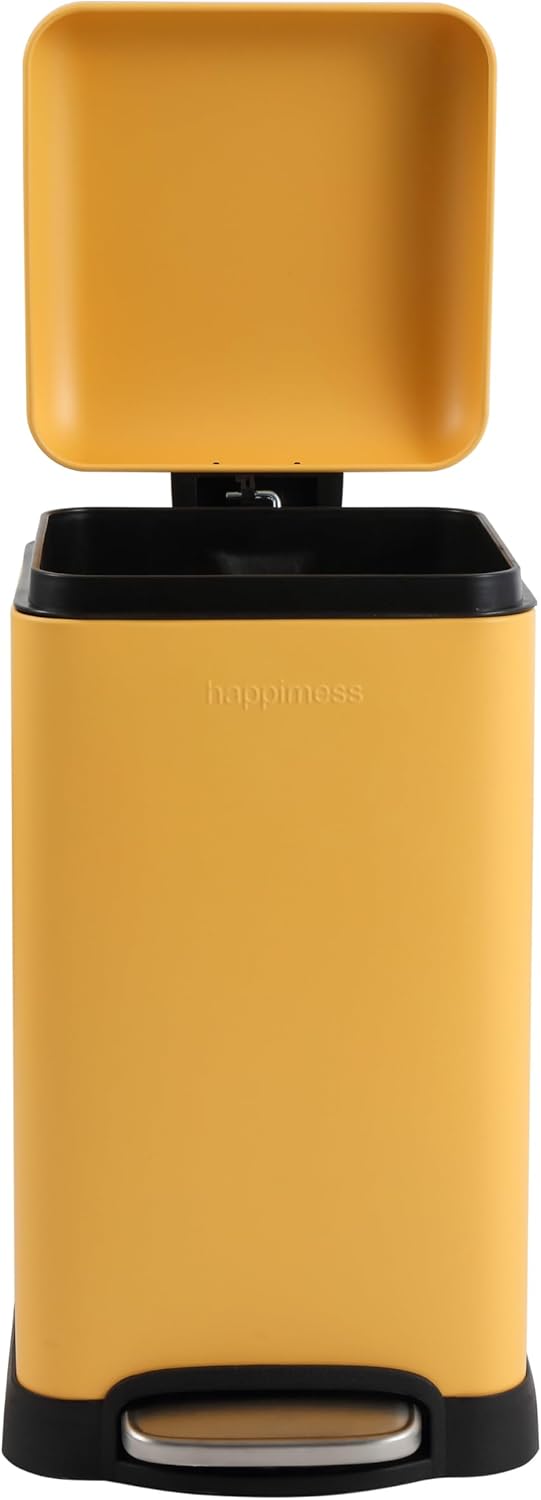 happimess HPM1012L Betty Retro Mini 3.2-Gallon Step-Open Trash Can, Daffodil Yellow for Home