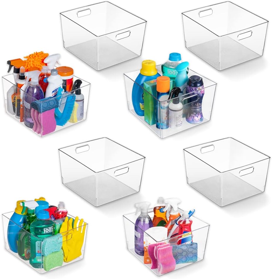 ClearSpace Clear Plastic Storage Bins – XL 8 Pack Perfect Kitchen or Pantry Organization Fridge