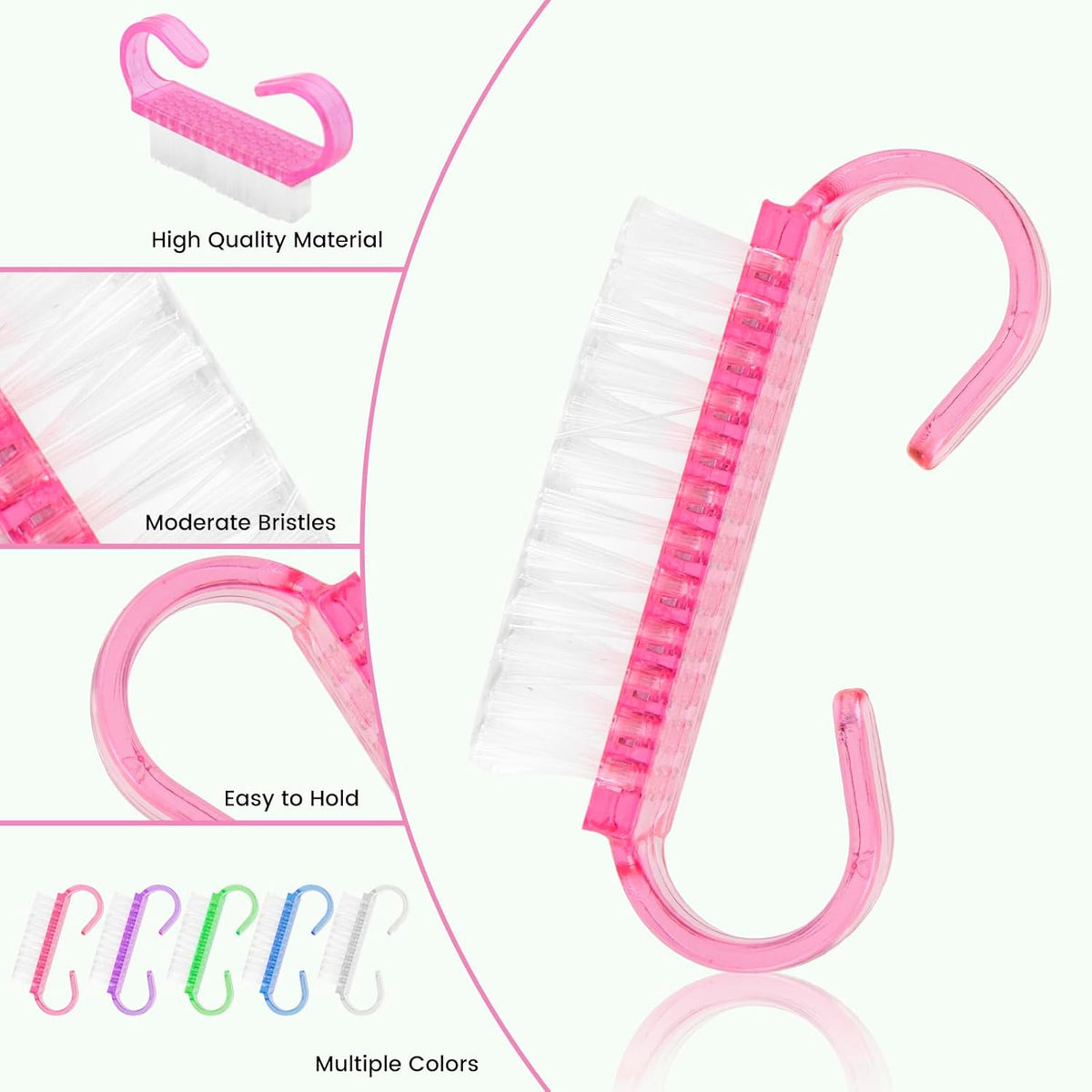 25 Pcs Handle Grip Nail Brush, Fingernail Scrub Cleaning Brushes for Nails and Toes, Hand & Foot