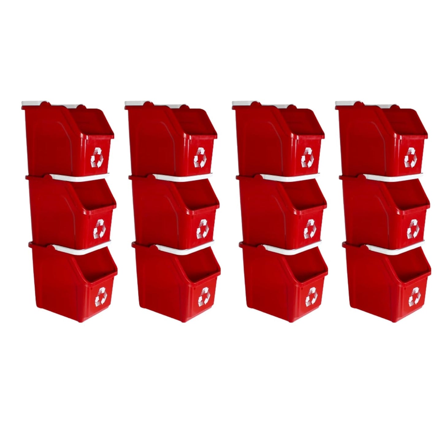 6 Gallon Stackable Recycling Bins for Homes, Garages, Offices Made of 100% Recycled Plastic - (Red