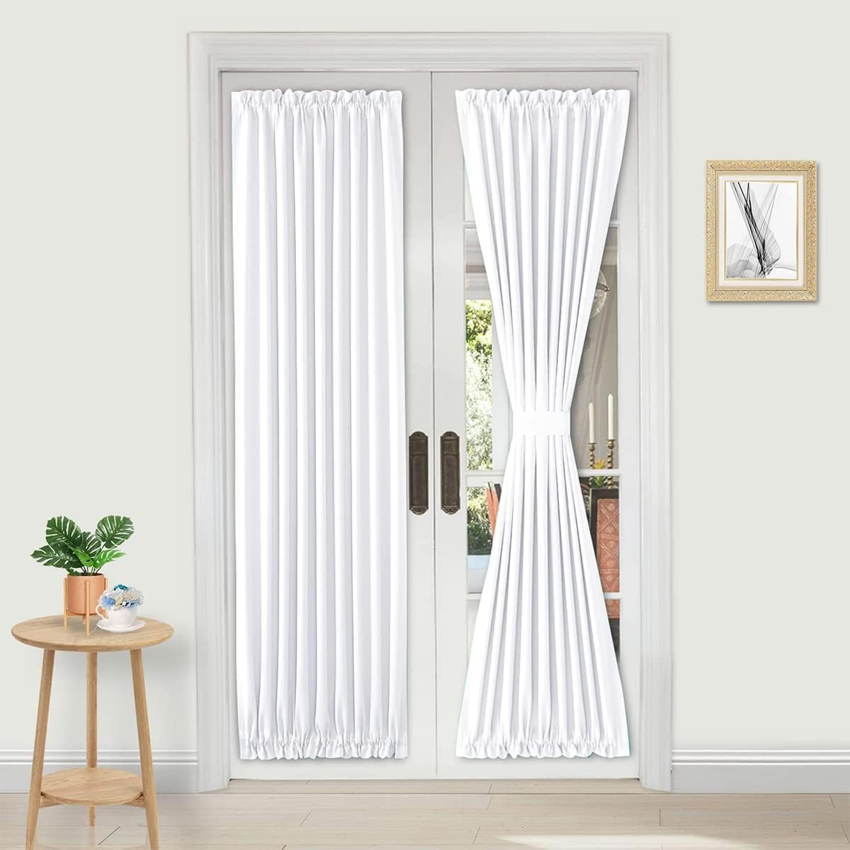 DWCN French Door Curtains – Rod Pocket Thermal Curtain for Doors with Glass Window, Kitchen and