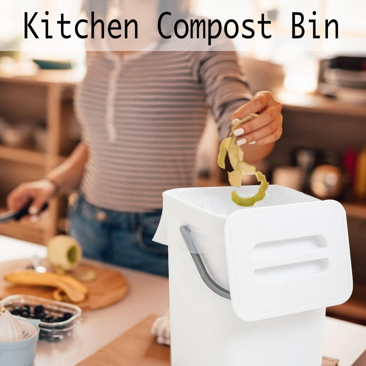 LALASTAR Compost Bin Indoor Kitchen Sealed, Hanging Small Trash Can with Lid Under Sink for