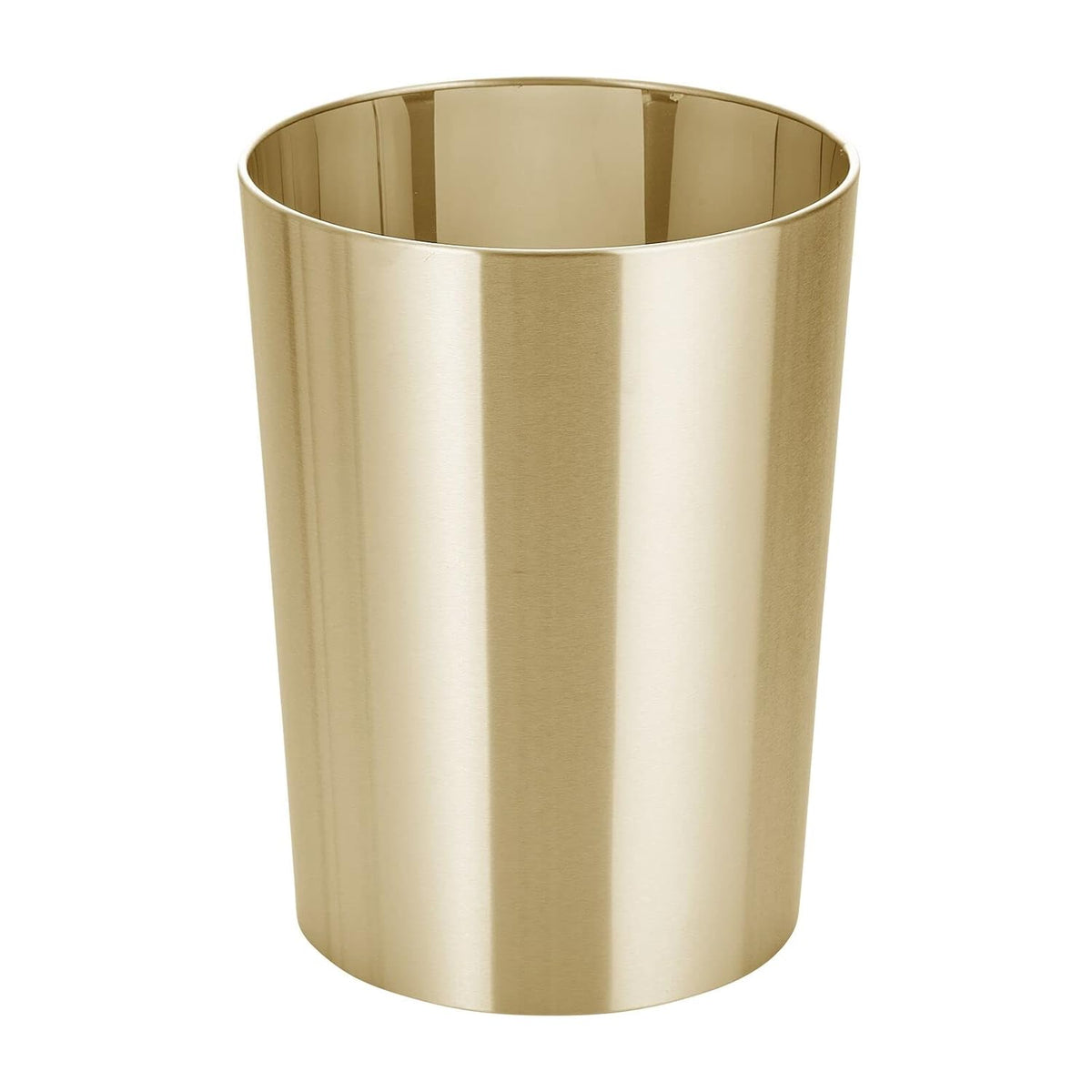 mDesign Stainless Steel Round Metal Trash Can, Small 2.8 Gallon Wastebasket, Garbage Basket Bin for